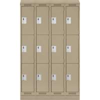 Clean Line Lockers, 3 -tier, Bank of 4, 48" x 18" x 82", Steel, Beige, Rivet (Assembled) Seaboard Timber Mart