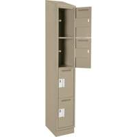 Clean Line Lockers, 4 -tier, 12" x 18" x 82", Steel, Beige, Rivet (Assembled) Seaboard Timber Mart