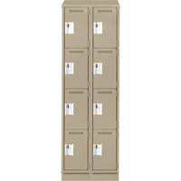 Clean Line Lockers, 4 -tier, Bank of 2, 24" x 18" x 82", Steel, Beige, Rivet (Assembled) Seaboard Timber Mart