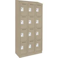 Clean Line Lockers, 4 -tier, Bank of 3, 36" x 18" x 82", Steel, Beige, Rivet (Assembled) Seaboard Timber Mart