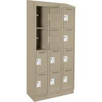Clean Line Lockers, 4 -tier, Bank of 3, 36" x 18" x 82", Steel, Beige, Rivet (Assembled) Seaboard Timber Mart