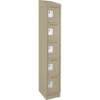 Clean Line Lockers, 5 -tier, 12" x 18" x 82", Steel, Beige, Rivet (Assembled) Seaboard Timber Mart