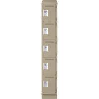 Clean Line Lockers, 5 -tier, 12" x 18" x 82", Steel, Beige, Rivet (Assembled) Seaboard Timber Mart