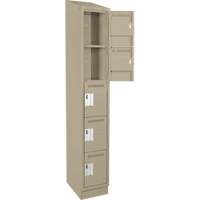 Clean Line Lockers, 5 -tier, 12" x 18" x 82", Steel, Beige, Rivet (Assembled) Seaboard Timber Mart