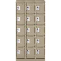Assembled Clean Line Personal Effects Lockers, 5 -tier, Bank of 3, 15" x 82" x 36", Steel Seaboard Timber Mart