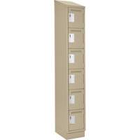 Clean Line Lockerette , 6 -tier, 12" x 18" x 82", Steel, Beige, Rivet (Assembled) Seaboard Timber Mart