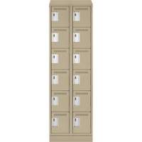 Clean Line Lockerette , 6 -tier, Bank of 2, 24" x 18" x 82", Steel, Beige, Rivet (Assembled) Seaboard Timber Mart