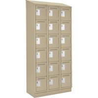 Clean Line Lockerette , 6 -tier, Bank of 3, 36" x 18" x 82", Steel, Beige, Rivet (Assembled) Seaboard Timber Mart