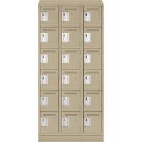 Clean Line Lockerette , 6 -tier, Bank of 3, 36" x 18" x 82", Steel, Beige, Rivet (Assembled) Seaboard Timber Mart