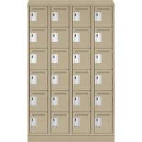 Clean Line Lockerette , 6 -tier, Bank of 4, 48" x 18" x 82", Steel, Beige, Rivet (Assembled) Seaboard Timber Mart