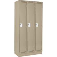 Clean Line Lockers, Bank of 3, 45" x 18" x 76", Steel, Beige, Rivet (Assembled) Seaboard Timber Mart