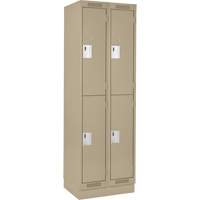 Clean Line Lockers, 2 -tier, Bank of 2, 24" x 12" x 76", Steel, Beige, Rivet (Assembled) Seaboard Timber Mart