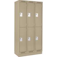 Clean Line Lockers, 2 -tier, Bank of 3, 36" x 12" x 76", Steel, Beige, Rivet (Assembled) Seaboard Timber Mart