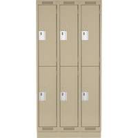 Clean Line Lockers, 2 -tier, Bank of 3, 36" x 12" x 76", Steel, Beige, Rivet (Assembled) Seaboard Timber Mart