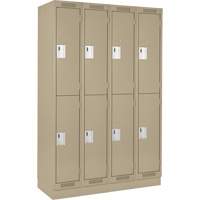Clean Line Lockers, 2 -tier, Bank of 4, 48" x 12" x 76", Steel, Beige, Rivet (Assembled) Seaboard Timber Mart