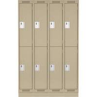 Clean Line Lockers, 2 -tier, Bank of 4, 48" x 12" x 76", Steel, Beige, Rivet (Assembled) Seaboard Timber Mart