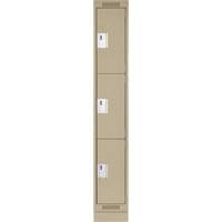 Clean Line Lockers, 3 -tier, 12" x 12" x 76", Steel, Beige, Rivet (Assembled) Seaboard Timber Mart