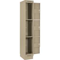 Clean Line Lockers, 3 -tier, 12" x 12" x 76", Steel, Beige, Rivet (Assembled) Seaboard Timber Mart