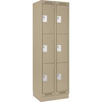 Clean Line Lockers, 3 -tier, Bank of 2, 24" x 12" x 76", Steel, Beige, Rivet (Assembled) Seaboard Timber Mart