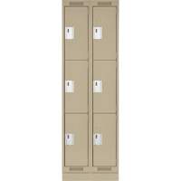 Clean Line Lockers, 3 -tier, Bank of 2, 24" x 12" x 76", Steel, Beige, Rivet (Assembled) Seaboard Timber Mart