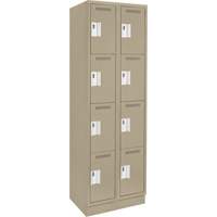 Clean Line Lockers, 4 -tier, Bank of 2, 24" x 12" x 76", Steel, Beige, Rivet (Assembled) Seaboard Timber Mart