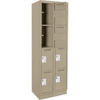 Clean Line Lockers, 4 -tier, Bank of 2, 24" x 12" x 76", Steel, Beige, Rivet (Assembled) Seaboard Timber Mart