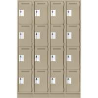 Clean Line Lockers, 4 -tier, Bank of 4, 48" x 12" x 76", Steel, Beige, Rivet (Assembled) Seaboard Timber Mart