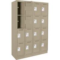 Clean Line Lockers, 4 -tier, Bank of 4, 48" x 12" x 76", Steel, Beige, Rivet (Assembled) Seaboard Timber Mart