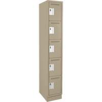 Assembled Clean Line Personal Effects Lockers, 5 -tier, 15" x 76" x 12", Steel Seaboard Timber Mart
