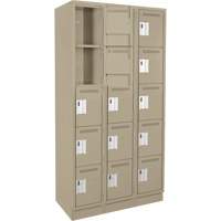Assembled Clean Line Personal Effects Lockers, 5 -tier, Bank of 3, 15" x 76" x 36", Steel Seaboard Timber Mart