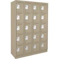 Assembled Clean Line Personal Effects Lockers, 5 -tier, Bank of 4, 15" x 76" x 48", Steel Seaboard Timber Mart