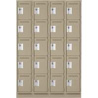 Assembled Clean Line Personal Effects Lockers, 5 -tier, Bank of 4, 15" x 76" x 48", Steel Seaboard Timber Mart