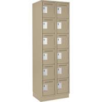 Clean Line Lockerette, 6 -tier, Bank of 2, 24" x 18" x 76", Steel, Beige, Rivet (Assembled) Seaboard Timber Mart