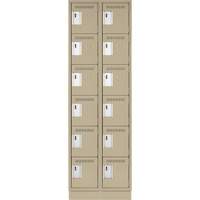 Clean Line Lockerette, 6 -tier, Bank of 2, 24" x 18" x 76", Steel, Beige, Rivet (Assembled) Seaboard Timber Mart