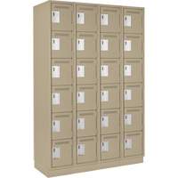 Clean Line Lockerette, 6 -tier, Bank of 4, 48" x 18" x 76", Steel, Beige, Rivet (Assembled) Seaboard Timber Mart