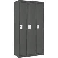 Clean Line Lockers, Bank of 3, 45" x 18" x 72", Steel, Charcoal, Rivet (Assembled) Seaboard Timber Mart