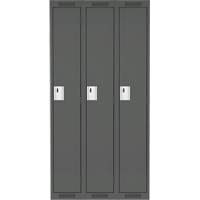 Clean Line Lockers, Bank of 3, 45" x 18" x 72", Steel, Charcoal, Rivet (Assembled) Seaboard Timber Mart