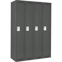 Clean Line Lockers, Bank of 4, 48" x 18" x 72", Steel, Charcoal, Rivet (Assembled) Seaboard Timber Mart