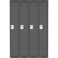 Clean Line Lockers, Bank of 4, 48" x 18" x 72", Steel, Charcoal, Rivet (Assembled) Seaboard Timber Mart
