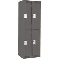 Clean Line Lockers, 2 -tier, Bank of 2, 24" x 18" x 72", Steel, Charcoal, Rivet (Assembled) Seaboard Timber Mart