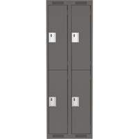 Clean Line Lockers, 2 -tier, Bank of 2, 24" x 18" x 72", Steel, Charcoal, Rivet (Assembled) Seaboard Timber Mart