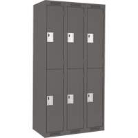 Clean Line Lockers, 2 -tier, Bank of 3, 36" x 18" x 72", Steel, Charcoal, Rivet (Assembled) Seaboard Timber Mart