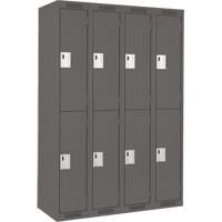 Clean Line Lockers, 2 -tier, Bank of 4, 48" x 18" x 72", Steel, Charcoal, Rivet (Assembled) Seaboard Timber Mart