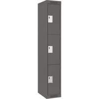 Clean Line Lockers, 3 -tier, 12" x 18" x 72", Steel, Charcoal, Rivet (Assembled) Seaboard Timber Mart
