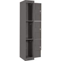 Clean Line Lockers, 3 -tier, 12" x 18" x 72", Steel, Charcoal, Rivet (Assembled) Seaboard Timber Mart