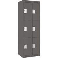 Clean Line Lockers, 3 -tier, Bank of 2, 24" x 18" x 72", Steel, Charcoal, Rivet (Assembled) Seaboard Timber Mart