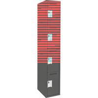 Clean Line Lockers, 4 -tier, 12" x 18" x 72", Steel, Charcoal, Rivet (Assembled) Seaboard Timber Mart