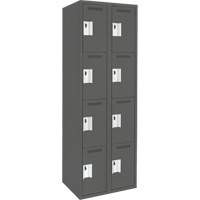 Clean Line Lockers, 4 -tier, Bank of 2, 24" x 18" x 72", Steel, Charcoal, Rivet (Assembled) Seaboard Timber Mart