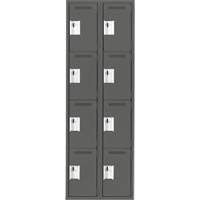 Clean Line Lockers, 4 -tier, Bank of 2, 24" x 18" x 72", Steel, Charcoal, Rivet (Assembled) Seaboard Timber Mart