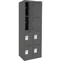 Clean Line Lockers, 4 -tier, Bank of 2, 24" x 18" x 72", Steel, Charcoal, Rivet (Assembled) Seaboard Timber Mart